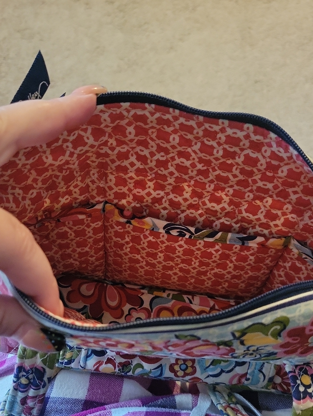 Vera Bradley Coral Pink Floral Quilted Tote (pocketbook) - Picture 5 of 6